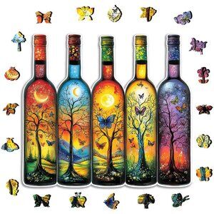 Puzzles Up ✦ Secret Bottles Wooden Jigsaw Puzzle ✦ A5 Small NWT